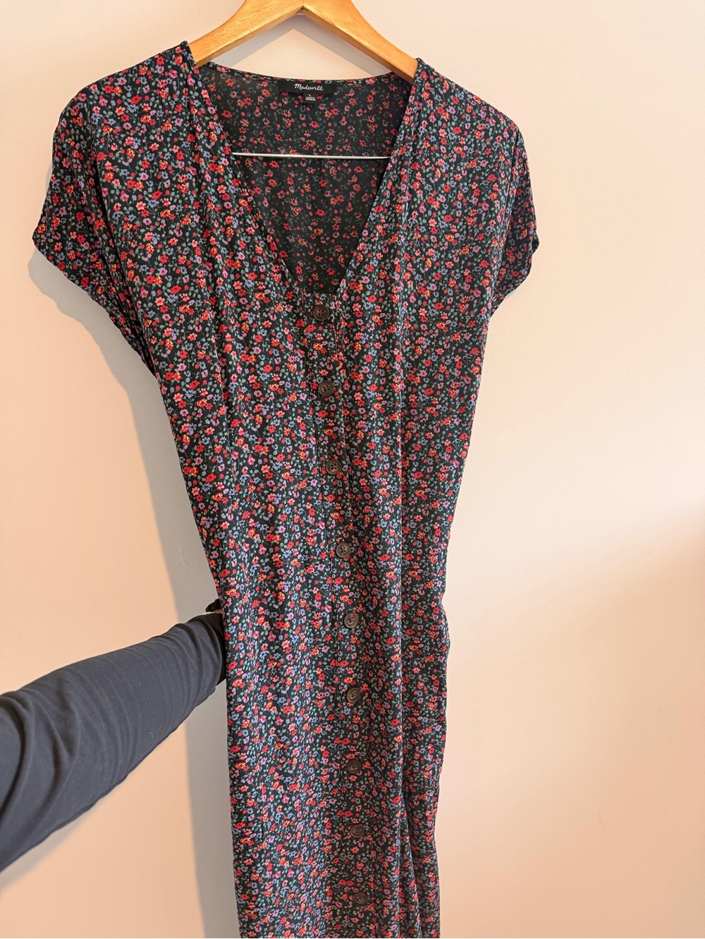 Madewell Easy Midi In Ditsy Fieldwalk Floral Shift Pockets Button Front Large